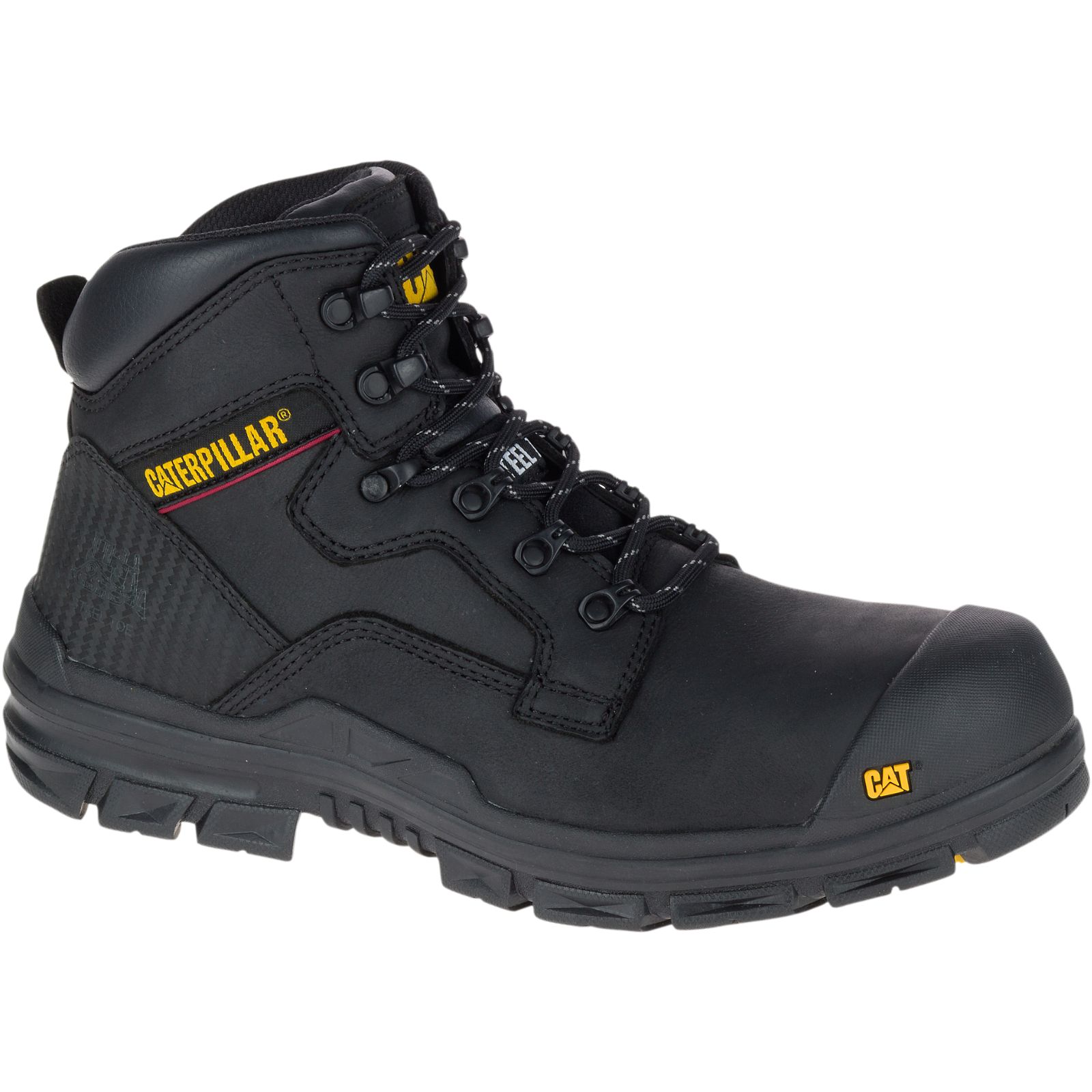 Caterpillar Work Boots UAE - Caterpillar Bearing S3 Water Resistant Hro Src Steel Toe Mens - Black YZIHVQ569